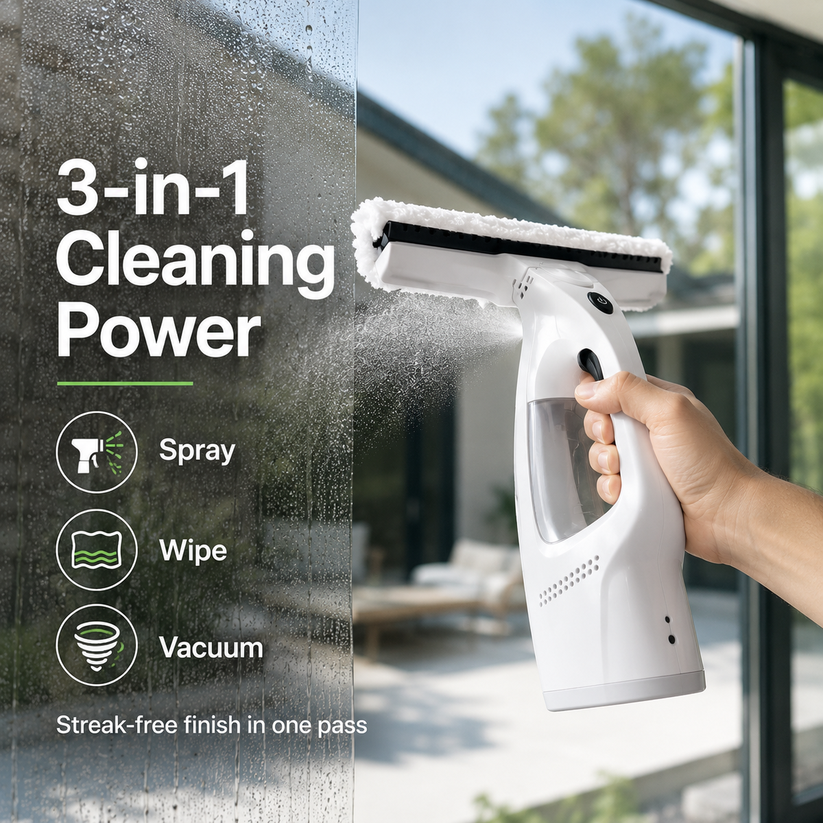 Glazivo™ 3-in-1 Cordless Window Vacuum